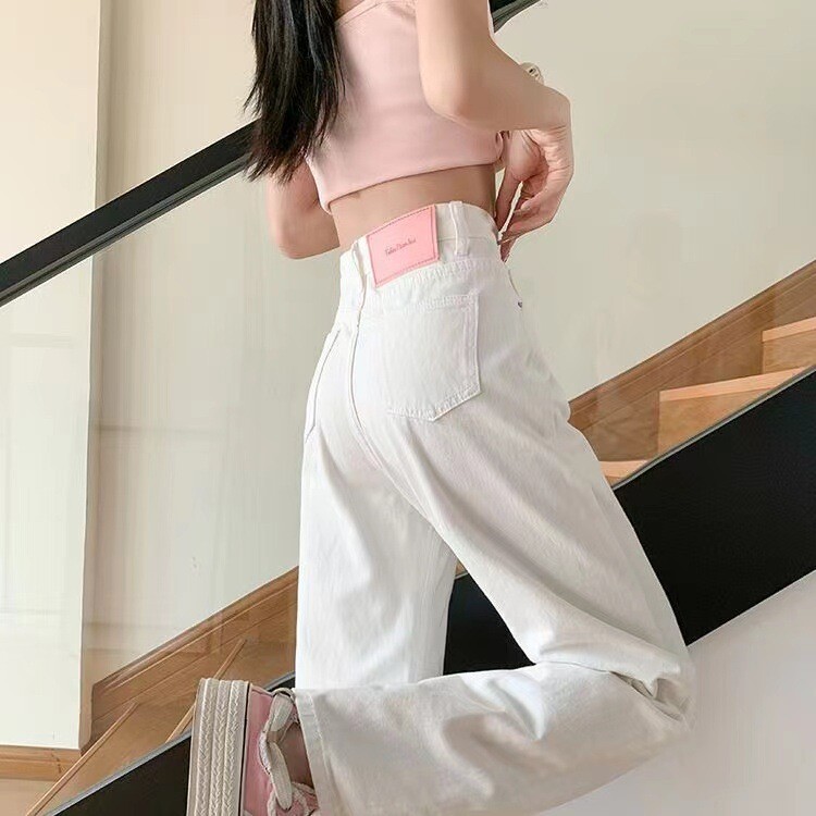 浅色牛仔裤女2024年夏季新款爆款高腰显瘦宽松垂感拖地窄版阔腿裤