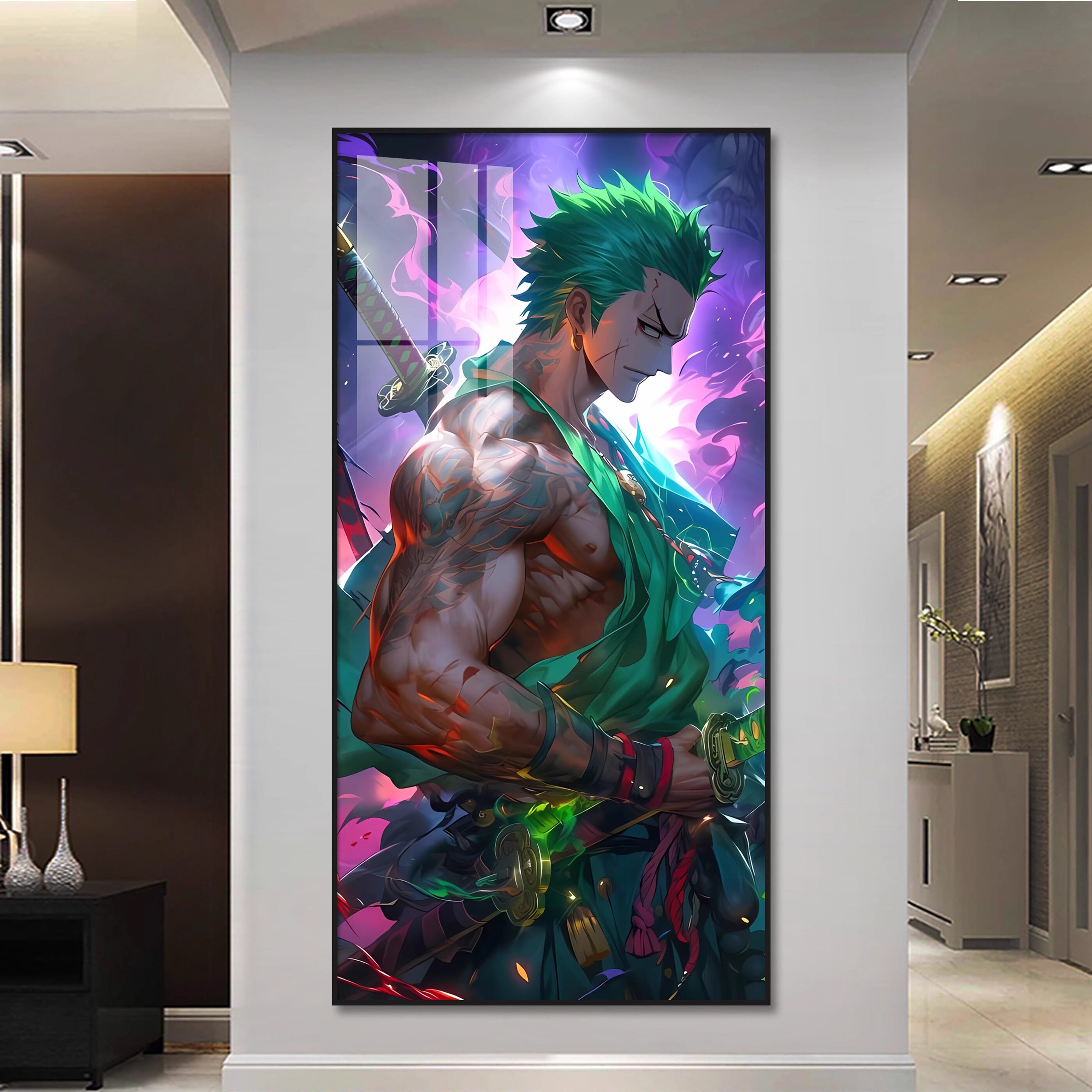 海贼王路飞挂画索隆艾斯航海王动漫电竞房卧室海报壁画玄关装饰画