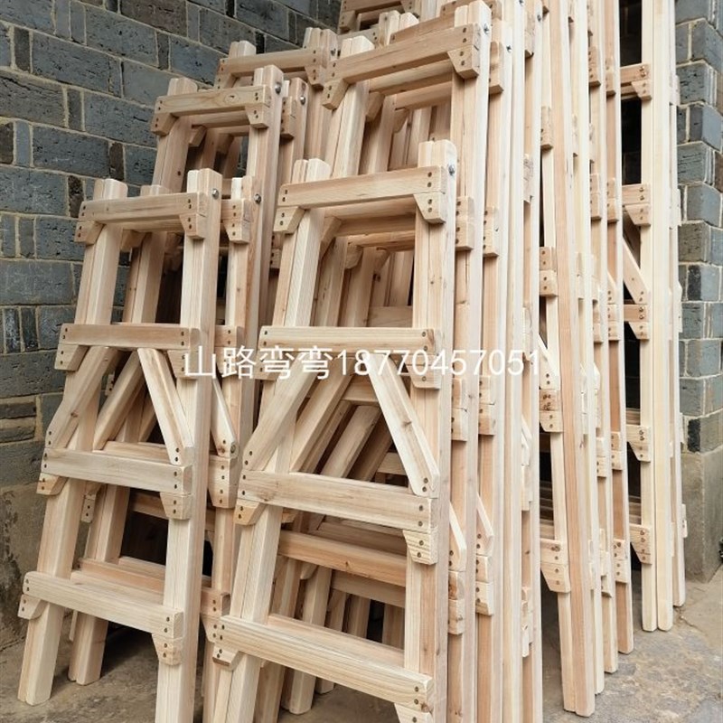 装修实木木梯家用人字梯双侧水电走梯室内室外工程木梯直梯置物架