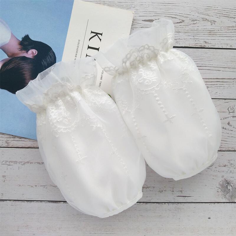 蕾丝女套袖短款冬季长款防污护袖成人米白色羽绒服袖套办公室袖头