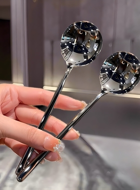 304不锈钢家用精致高颜值韩式长柄简约吃饭调羹ins风拌饭汤匙勺子