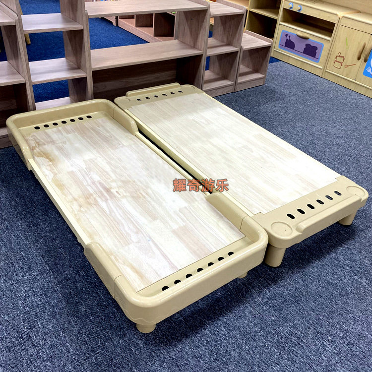 加厚木纹色幼儿园儿童午睡床