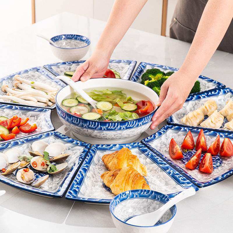 年夜饭陶瓷拼盘餐具组合创意家用聚会菜盘子团圆拼盘碗盘碟筷套装