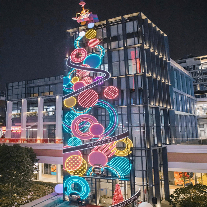 天幕墙led灯饰画抽像亮化户外商业街画外墙面夜景装饰灯创意灯饰