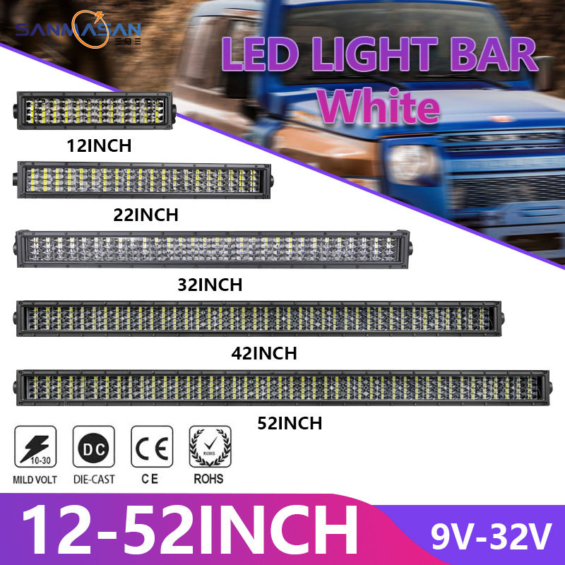 亚马逊 汽车LED工作灯 双排6D透镜越野车顶射灯 汽车中网改装大灯