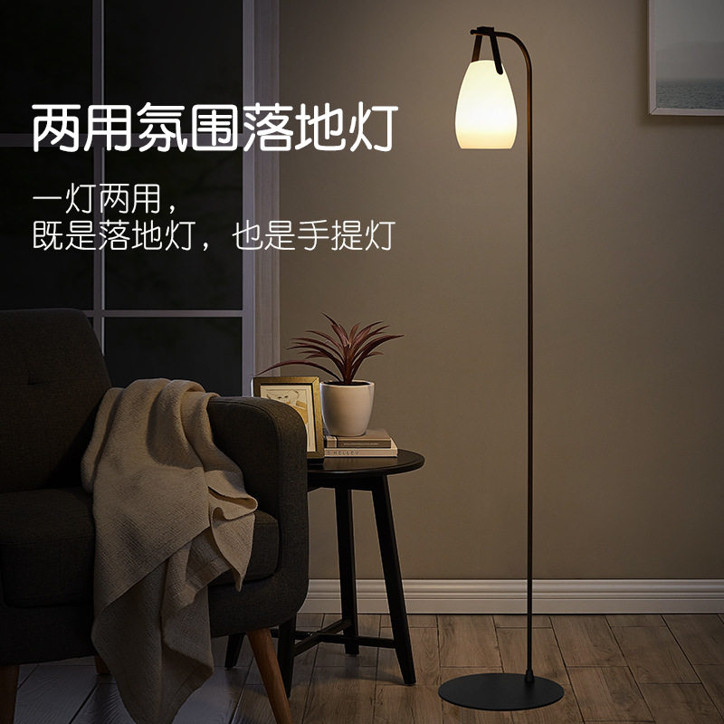 落地灯客厅卧室简约现代立式台灯床头书房氛围灯手提灯一灯两用批
