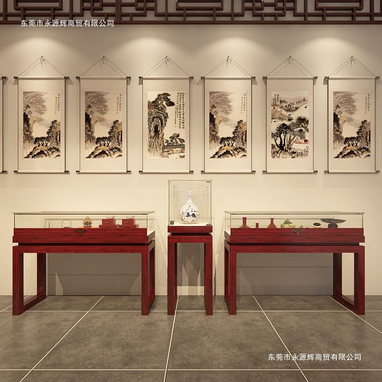 实木中式复古珠宝博物馆文玩古玩首饰展柜玉器玻璃饰品展示柜台架
