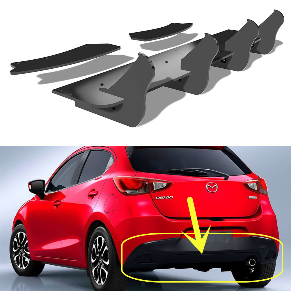 适用于15-17款Mazda 2 Hatchback后唇刀锋扰流板风刀改装