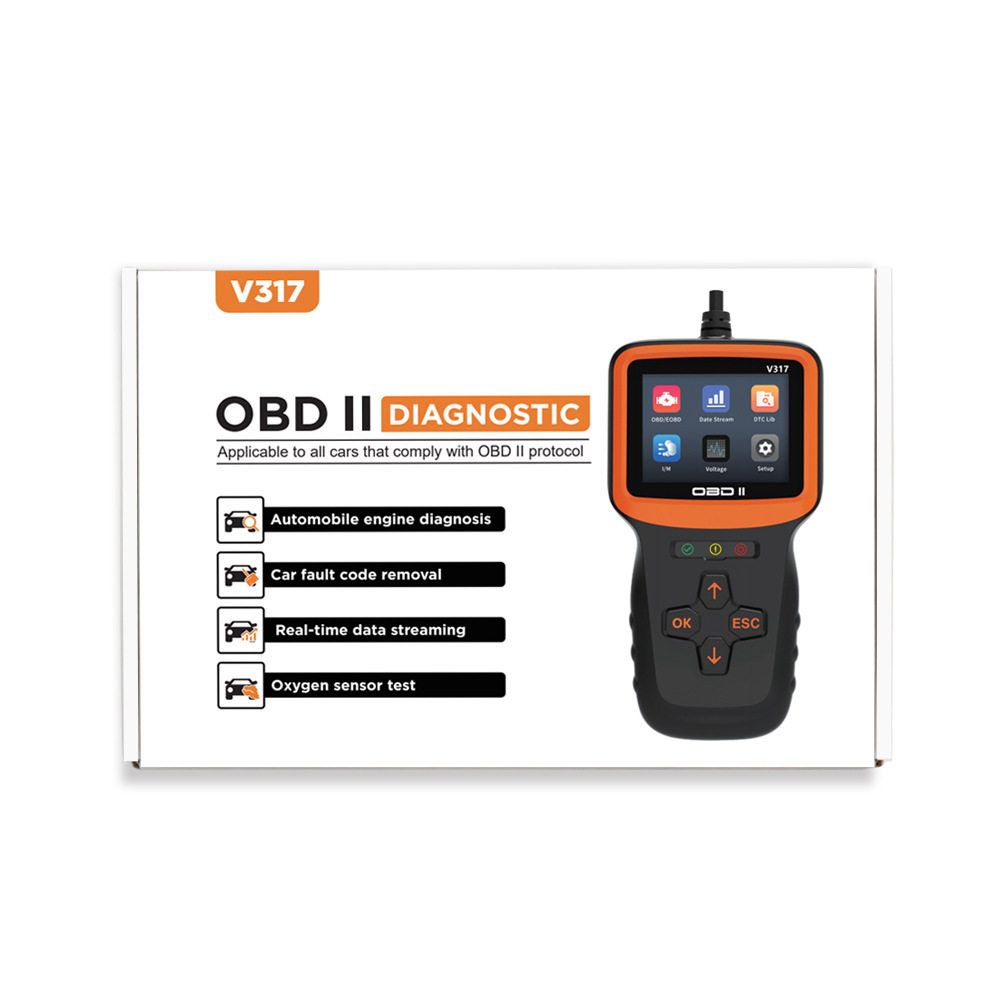 V317 OBD2读码全新彩屏多语言电池电压汽车故障诊断发动机检测仪