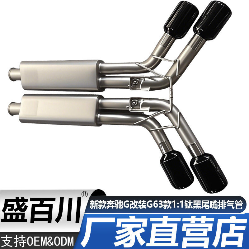 新款奔驰G改装G63款1:1钛黑尾嘴排气管尾段响鼓声浪阀门鼓消声器