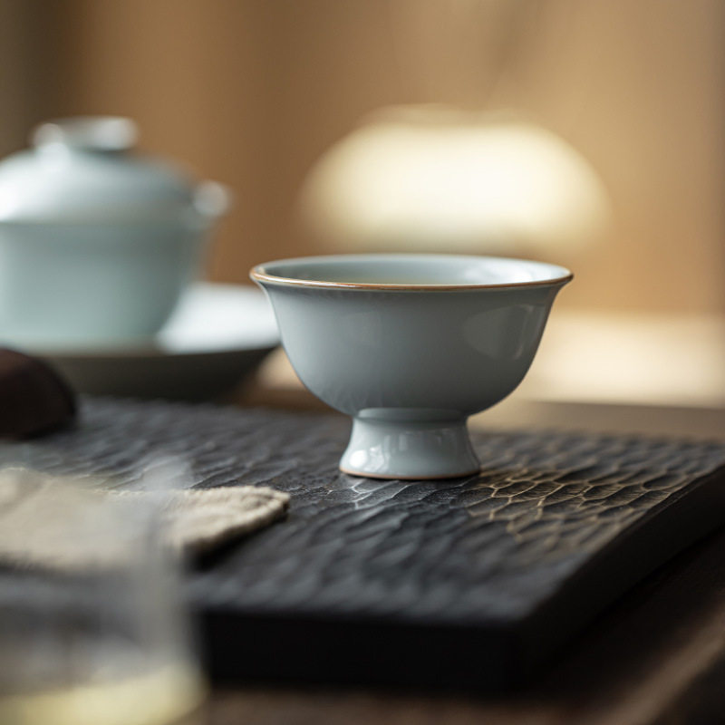 皓澜汝窑悟馨杯陶瓷茶杯天青色家用开片可养主人杯单杯品茗杯