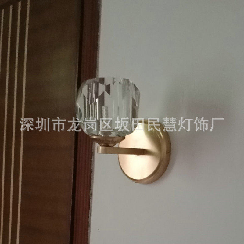 后现代轻奢双头壁灯客厅卧室全铜水晶壁灯酒店过道酒吧床头壁灯