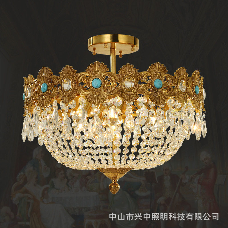 法式全铜水晶奢华个性吸顶灯