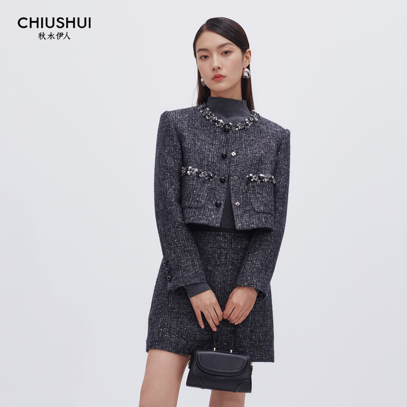 入淘宝群看折扣 秋水伊人专柜25冬夜宴小香风外套15412ac072313