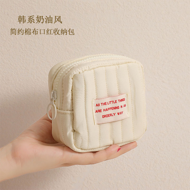 简约韩版化妆包小随身女 迷你口红包ins风零钱包便携姨妈巾收纳包