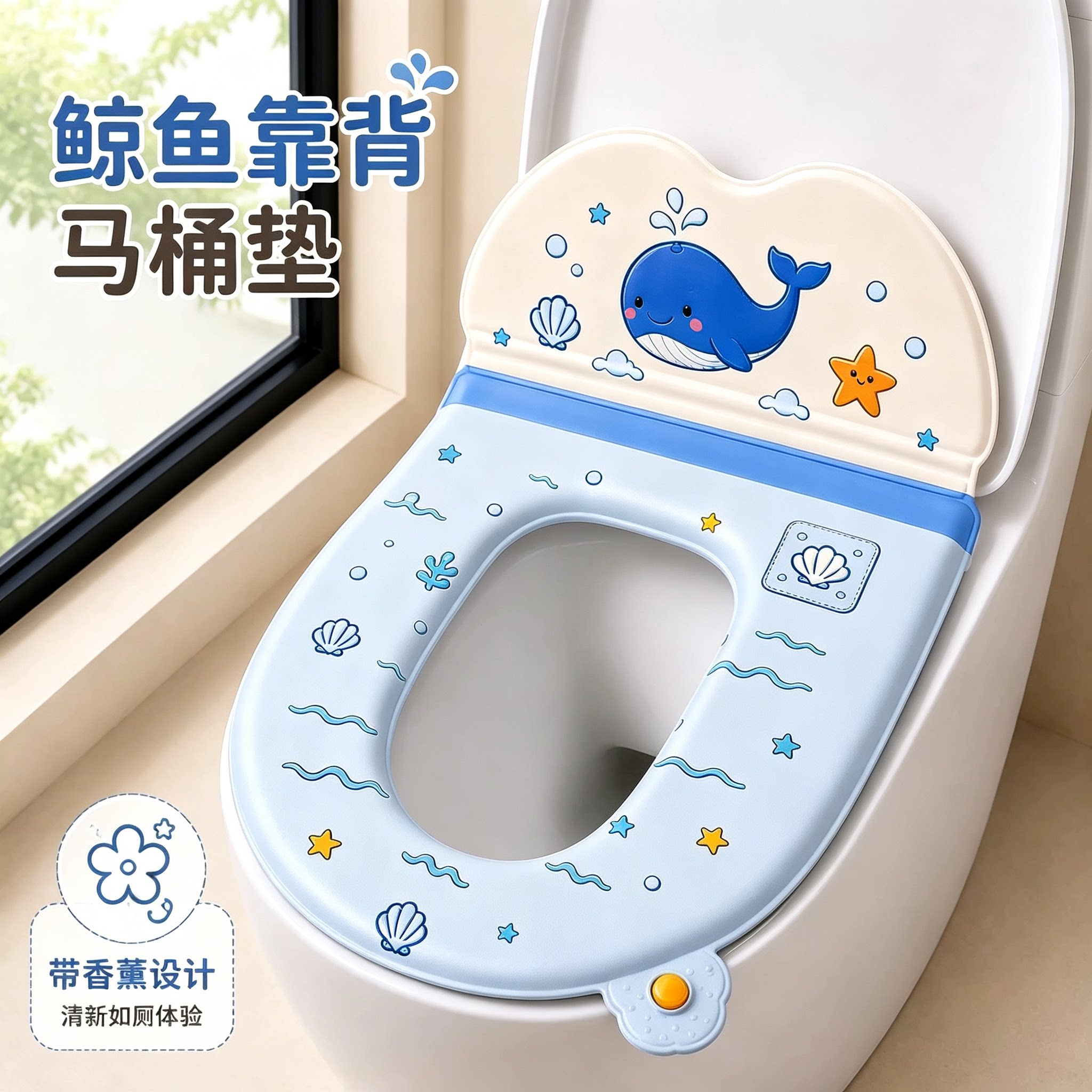 带靠背香薰马桶垫四季通用免洗防水坐便垫子家用厕所粘贴式马桶套