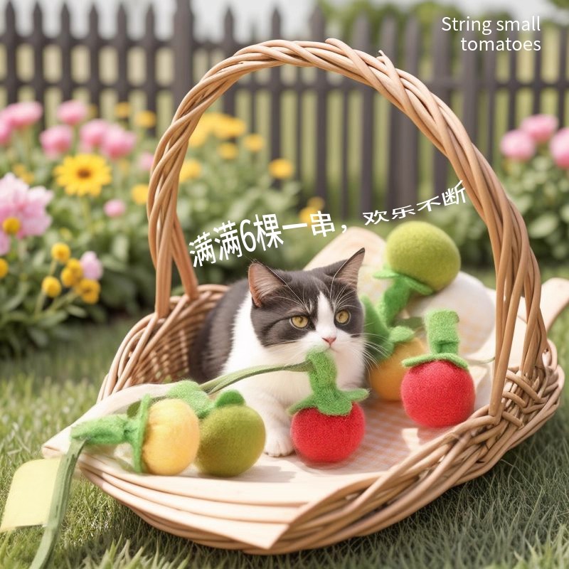 新款番茄逗猫棒耐咬猫咪玩具自嗨解闷神器带铃铛猫玩具猫咪用品