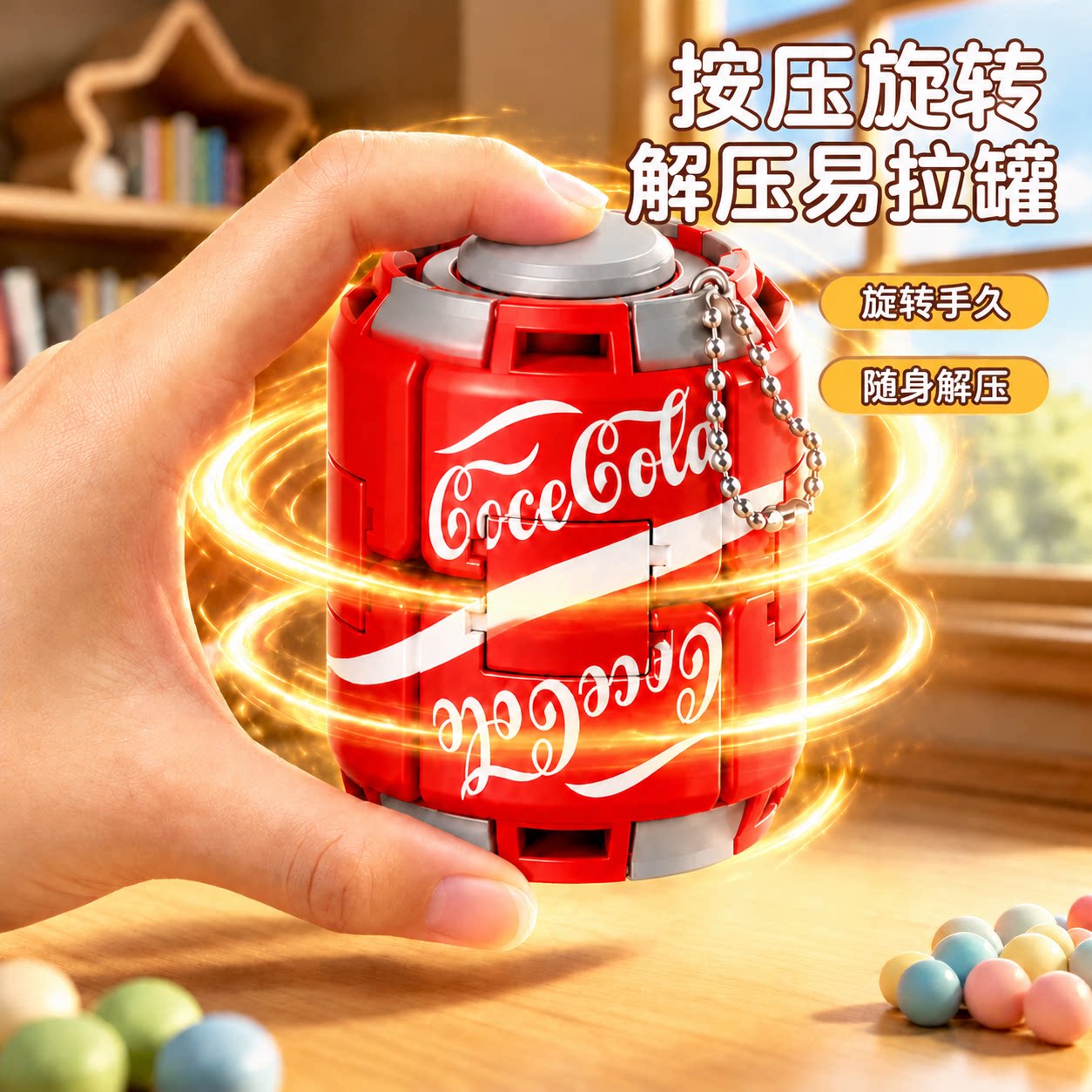汽水可乐指尖陀螺2026新款儿童减压神器按压旋转球创意解压小玩具