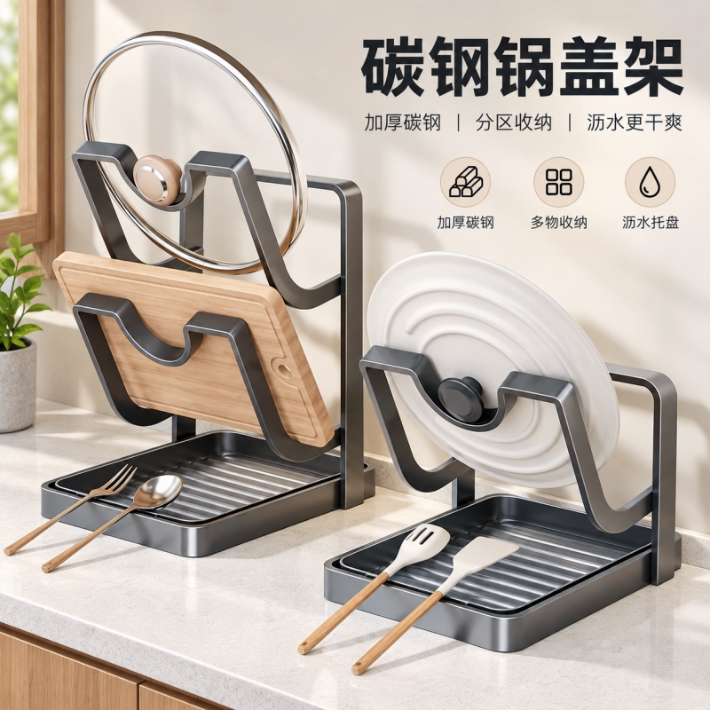 锅盖架厨房收纳架多功能锅盖架台面置物架锅具收纳神器家用整理架