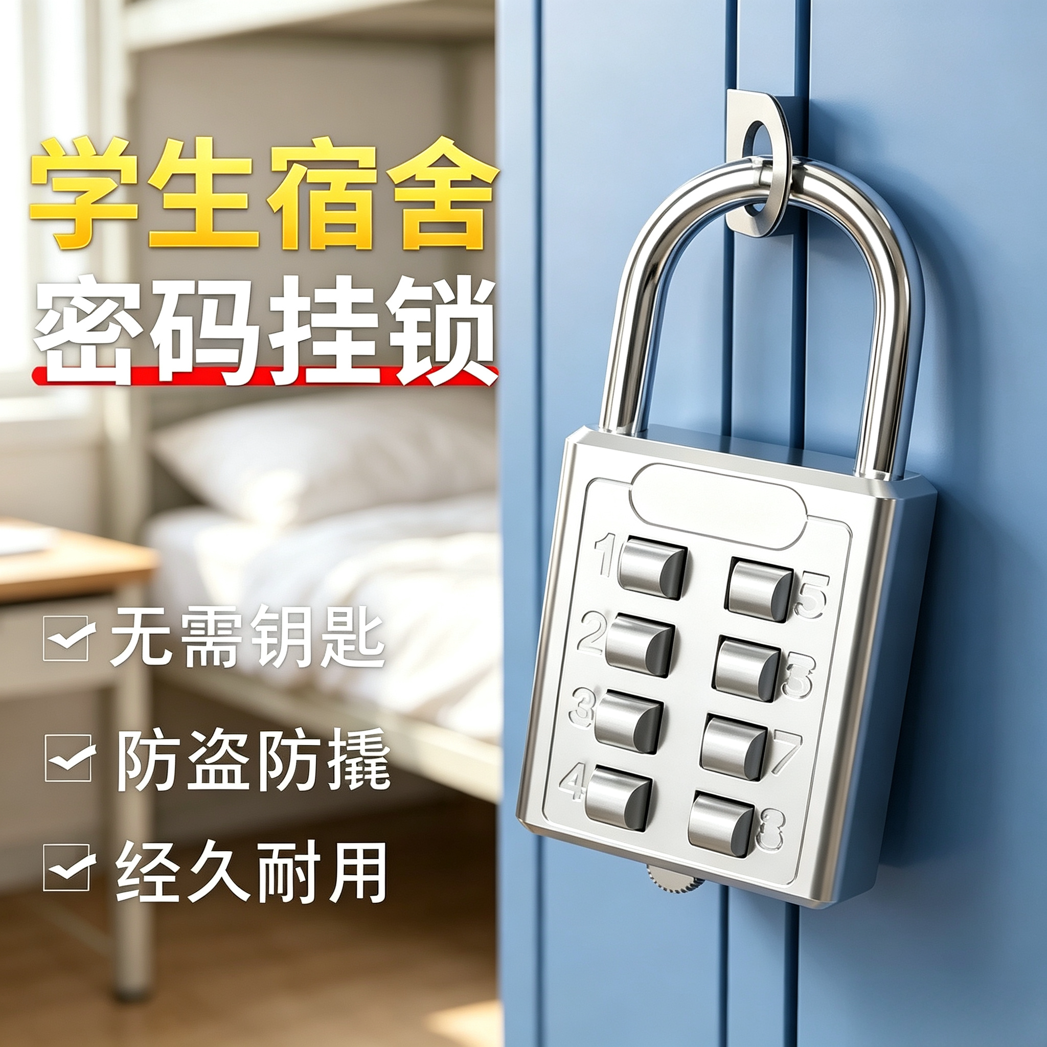 宿舍密码锁挂锁小型家用门锁大学生柜子行李箱背包锁抽屉便携防盗