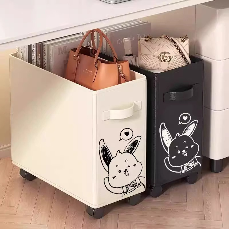 办公室桌下置物架工位改造好物神器桌底面可移动带轮小推车收纳筐