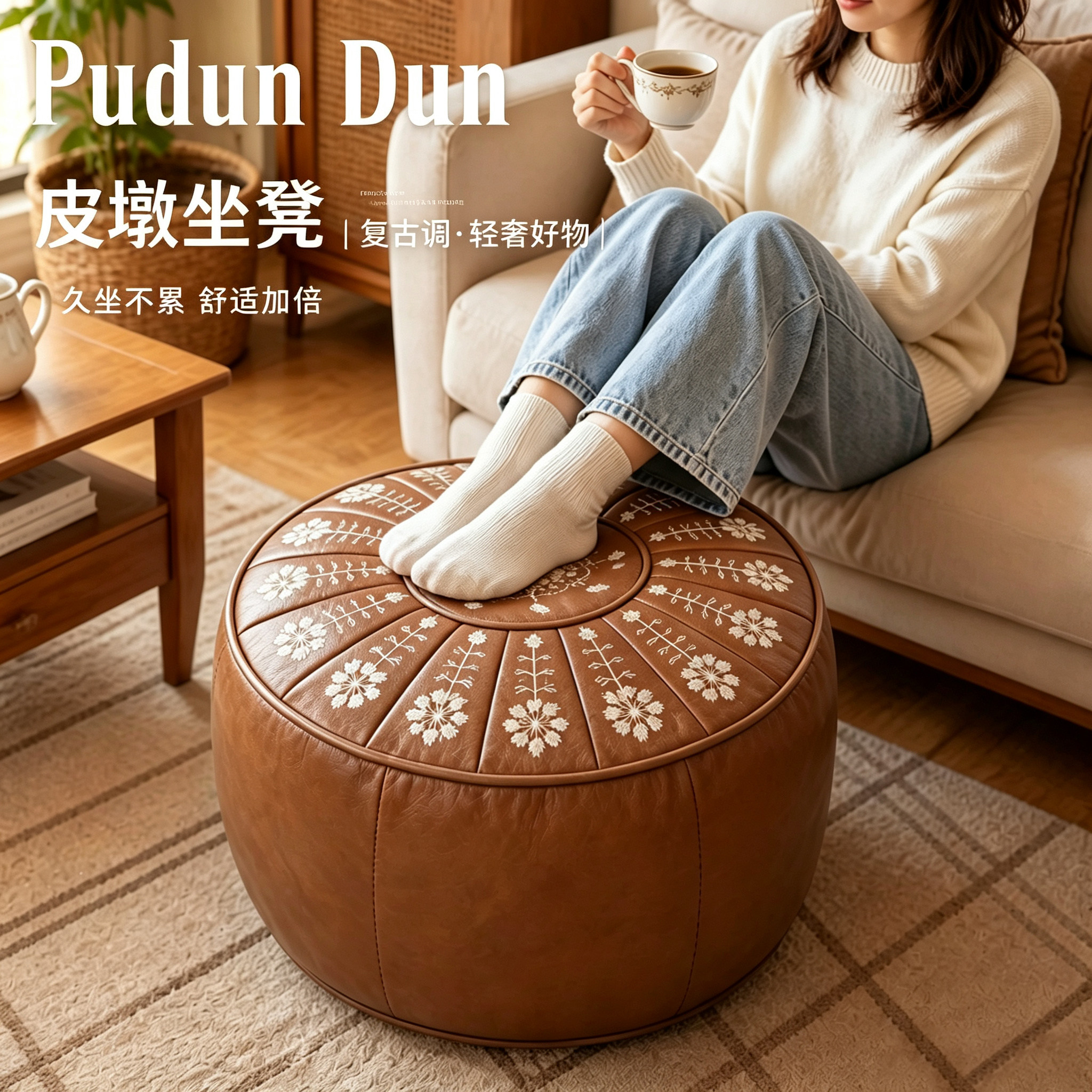 轻奢懒人沙发收纳包皮凳收纳包客厅皮墩子旧衣服收纳储物凳小沙发