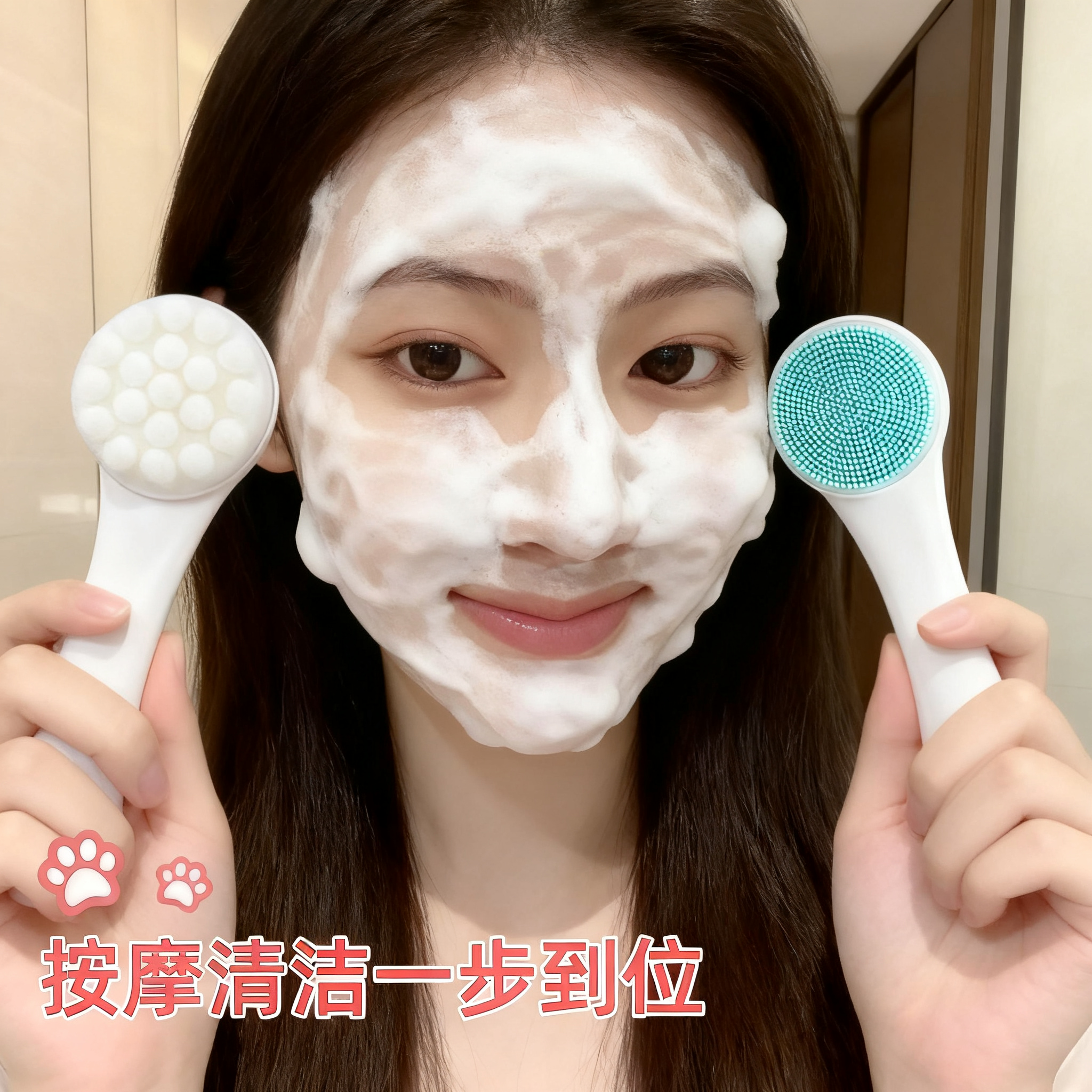 洗脸刷软毛洁面仪双面刷子洁颜刷手动脸部毛孔深层清洁神器黑头器
