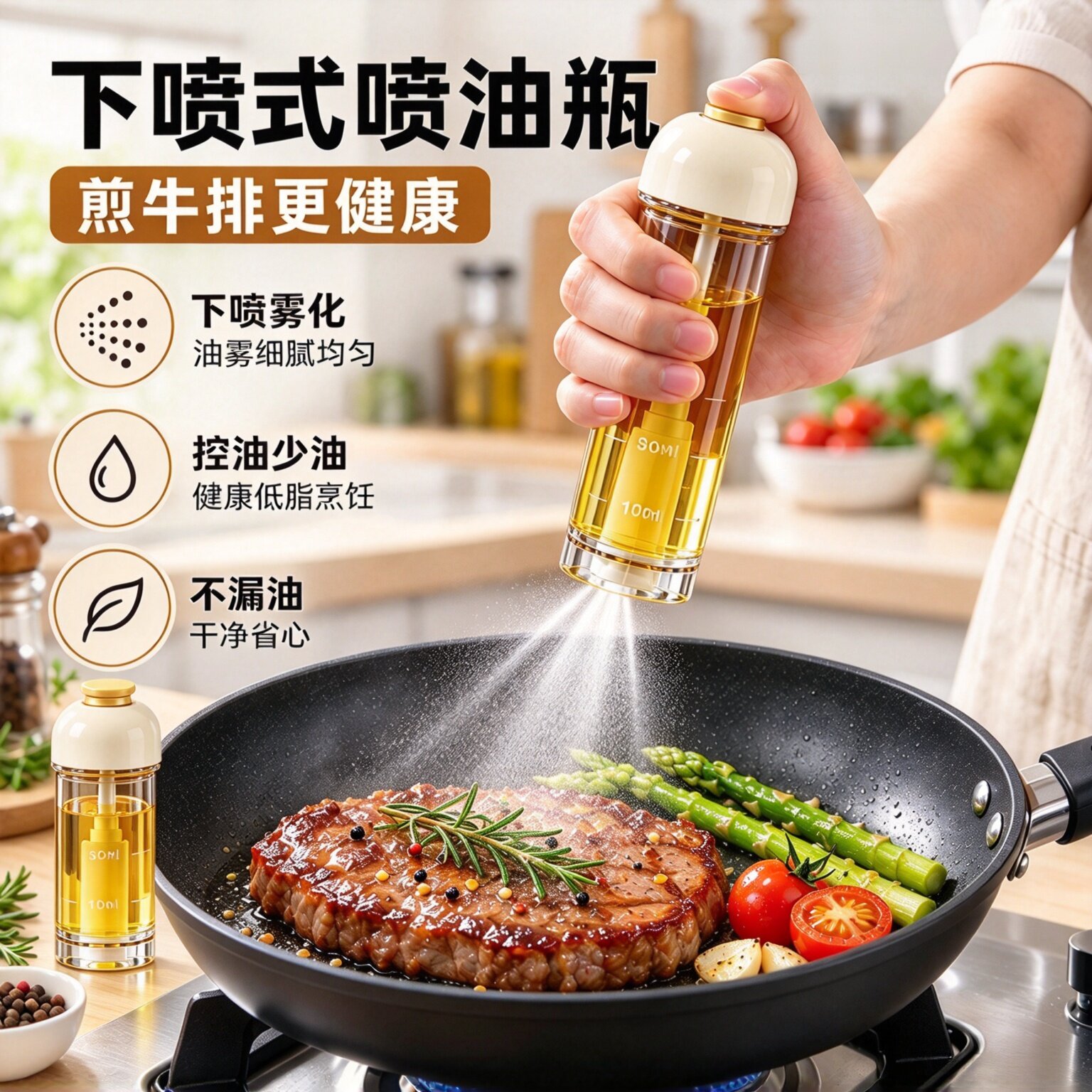 垂直喷油壶下喷式喷油瓶喷雾100ml厨房家用橄榄油食用油烧烤减脂