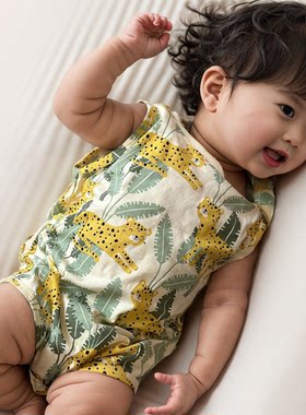 夏季卡通婴儿连体衣服装动物宝宝三角爬衣服男童韩版
