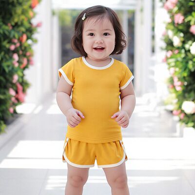 童装夏季宝宝衣服短袖两件套ins婴儿服装baby套装甜美风