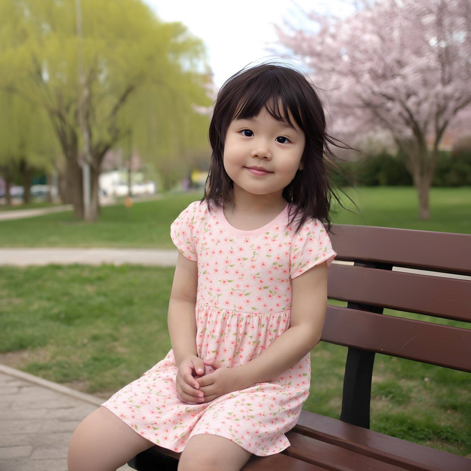 夏装女婴小童公主裙可爱粉色碎花短袖韩版连衣裙适合外出休闲度假