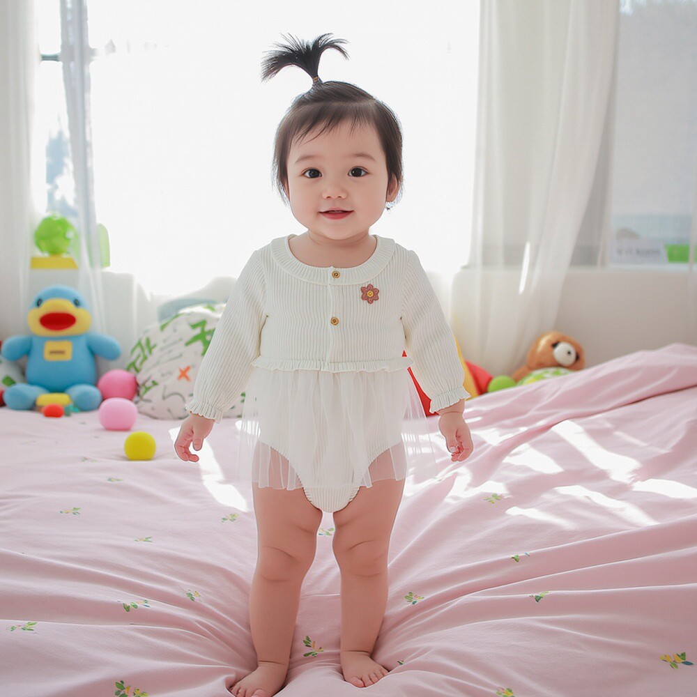 纯棉包屁衣新生儿爬服纱裙连体衣婴儿超仙衣服哈衣女宝宝秋装