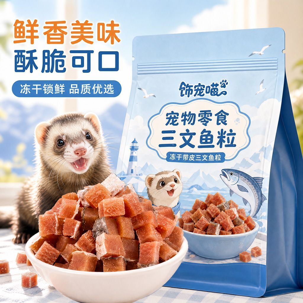 冻干三文鱼粒雪貂零食宠物貂高蛋白互动奖励小宠通用补充营养增肥图片