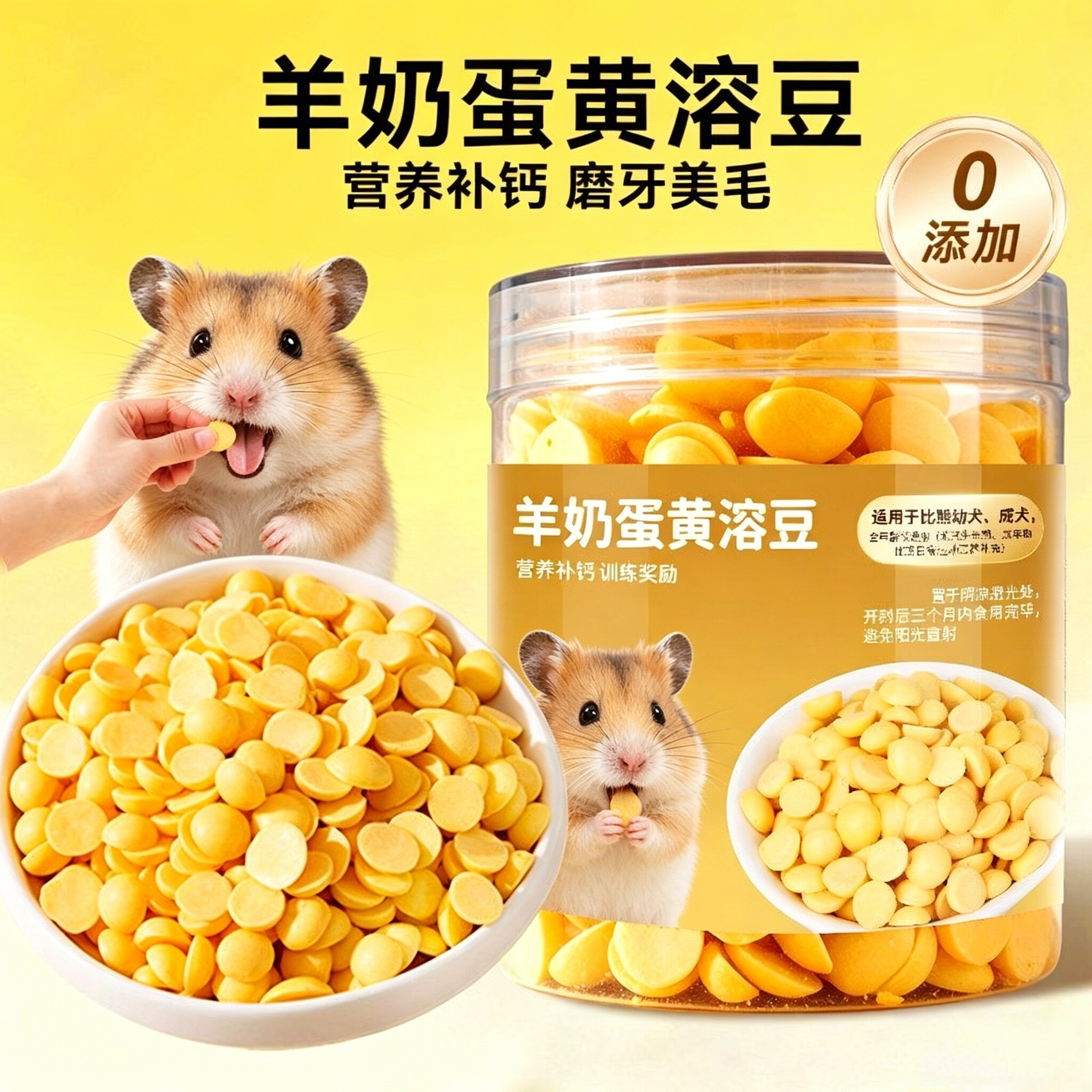 仓鼠零食营养磨牙互动奖励羊奶蛋黄溶豆花枝鼠蜜袋鼯专用补充小宠