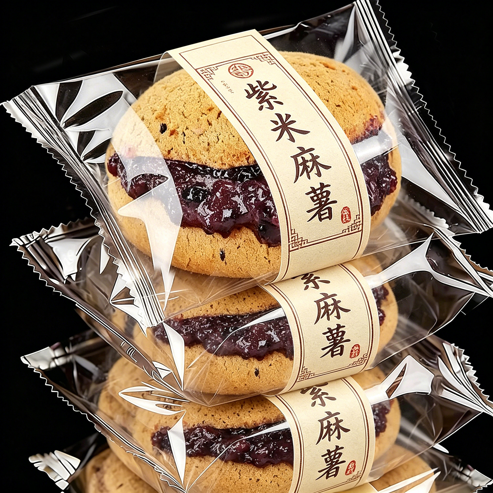 山姆众五黑紫米麻薯面包球