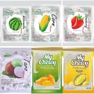 糖果獨(dú)立包裝 泰國(guó)mychewy芒果夾心軟糖 水果味 3包裝 珍珠奶茶味