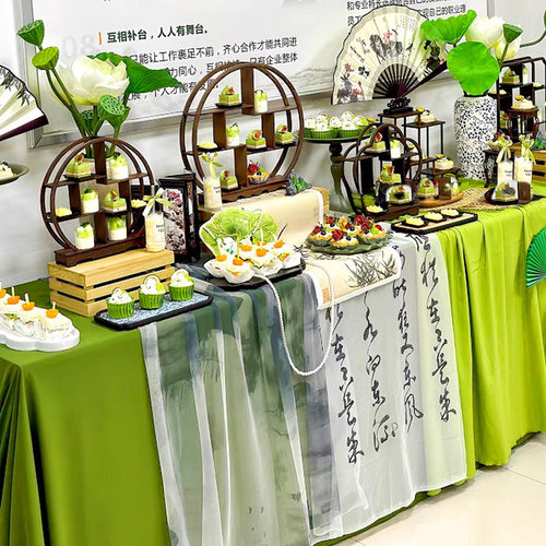 新中式森系甜品台桌布茶歇台布