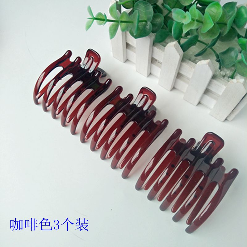 女士黑色塑料防j滑抓夹横夹女大号发夹发卡马尾抓夹弹簧夹