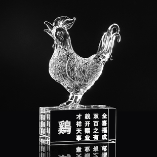 水晶十二生肖鼠牛虎兔龙蛇马羊猴鸡狗猪创意礼品玻璃属相摆件潮