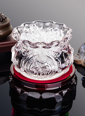 彩色聚宝盆水晶黄水晶装饰摆件