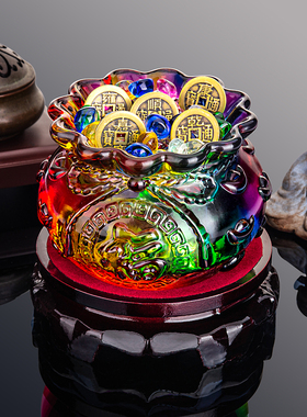 彩色聚宝盆水晶黄水晶装饰摆件