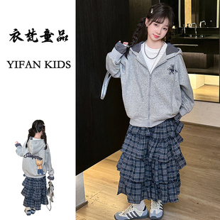 女童连帽外套春秋新款韩版洋气时髦春季休闲上衣春天中大童装儿童