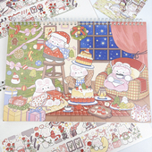 奶油兔暹罗猫A4离型本圣诞冬日派对120g双光胶带收纳本pvc保护壳