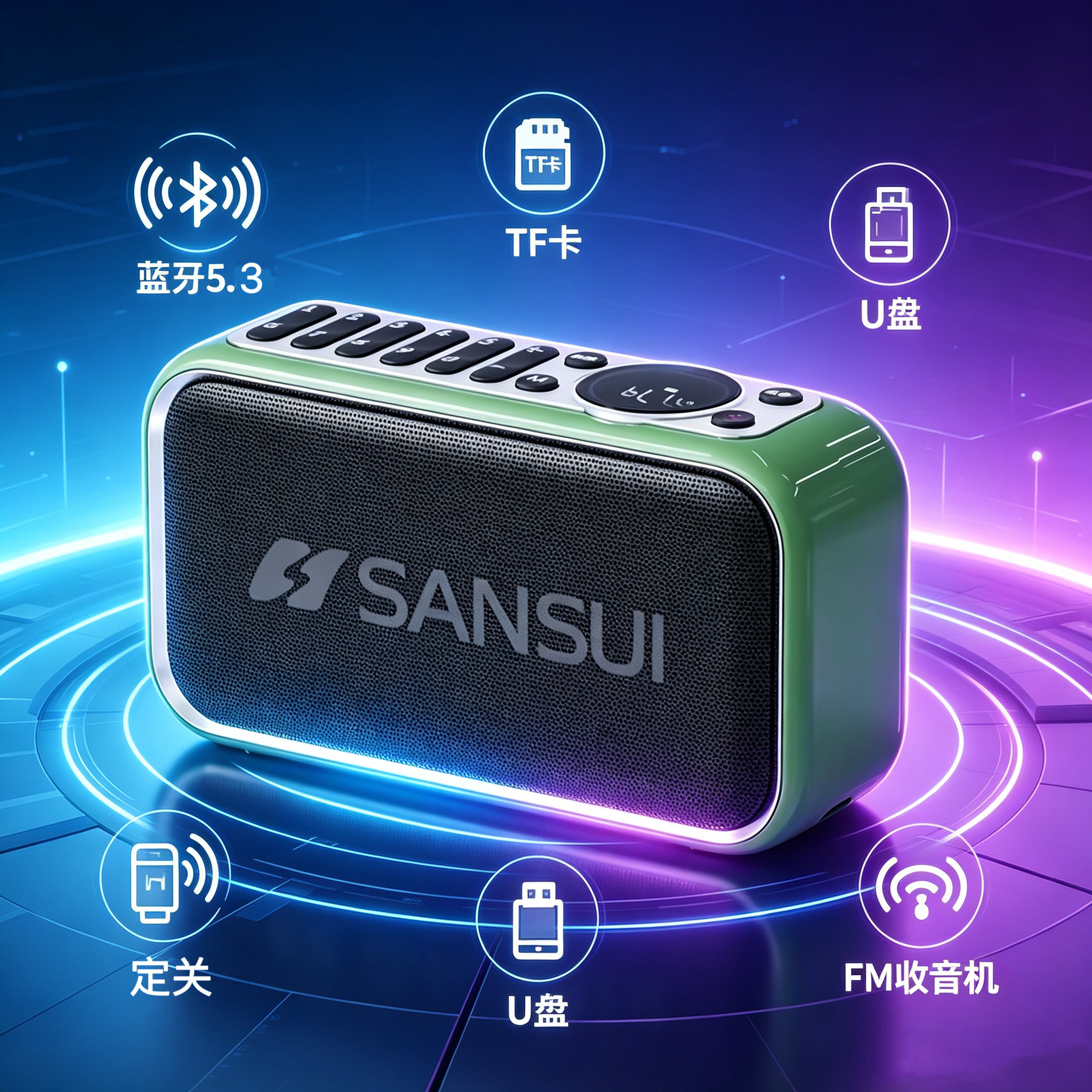 诗歌播放圣蓝牙音箱高音质便携式大音量插卡U盘定关听歌收音机