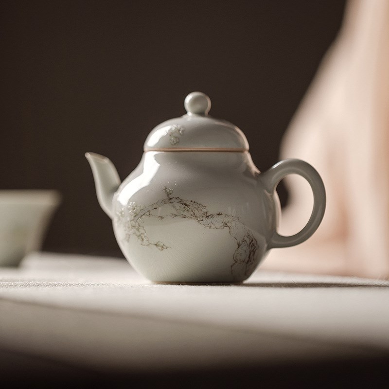 Retro Celadon Handmade Teapot Anxiang Pan Pot Kung Fu Tea Se