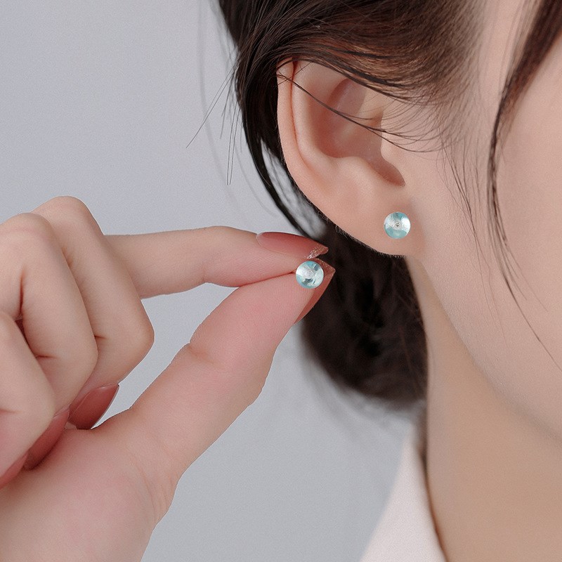 Summer Sea Sapphire Earrings Light Luxury Versatile Delicate