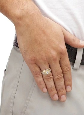 European American Fashionable Mens Business Ring with Square