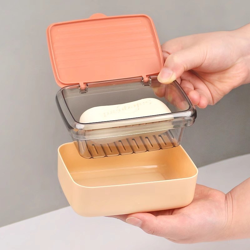 Soap Box with Lid Drainage Sealed Large Portable for Home Sc