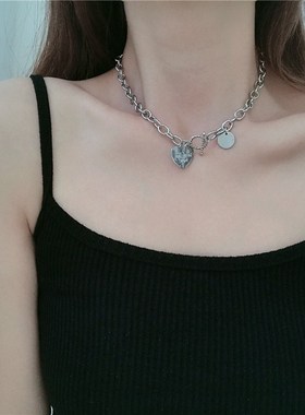 Love Circle Necklace Womens Simple Cold Style Sweet Cool OT