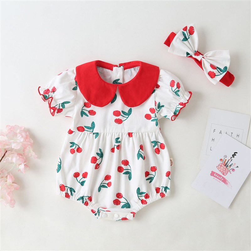 Newborn Baby Girls Spring Autumn Princess Romper Collared Pr